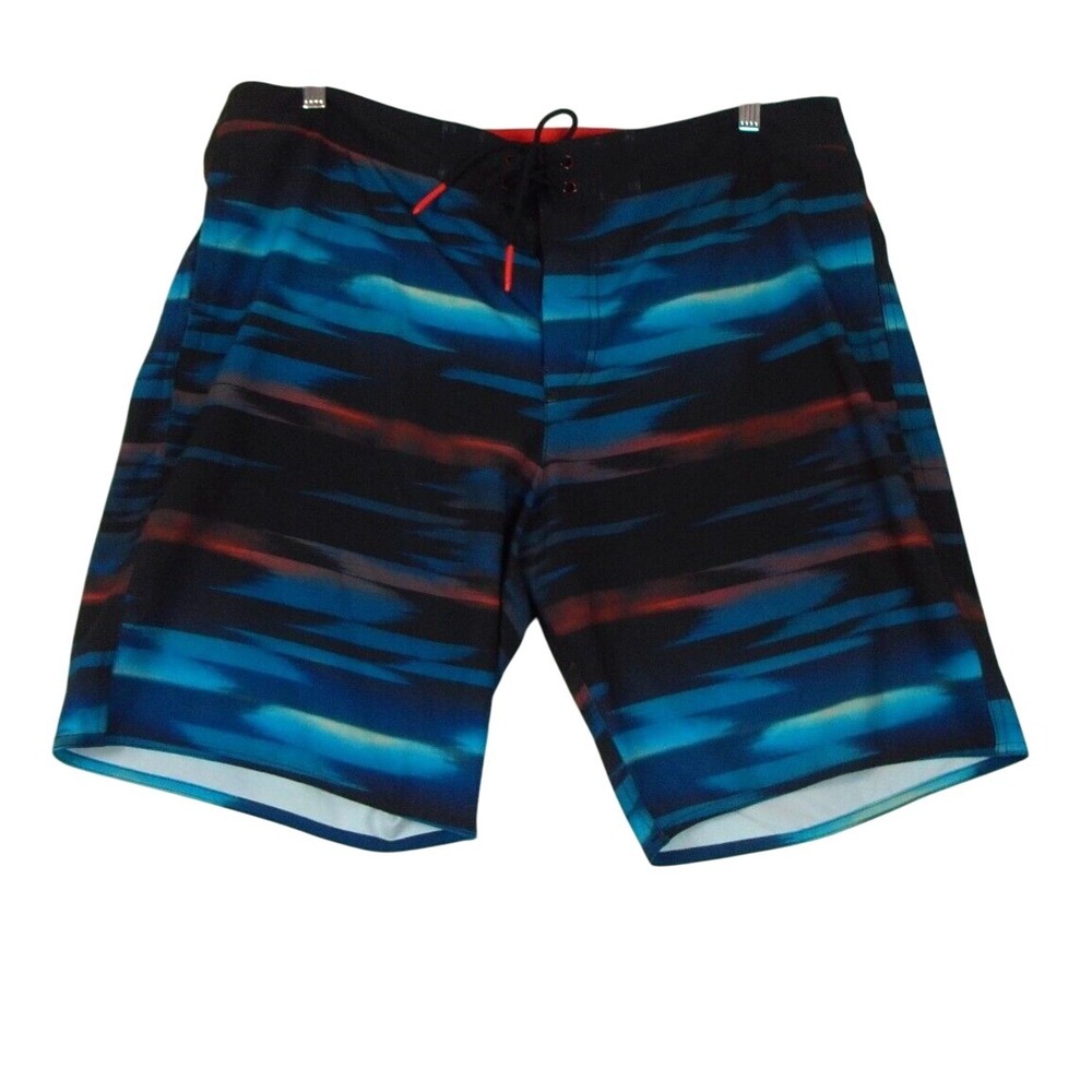 American Eagle Outfitters Mens Board Shorts‎ Blue Black Abstract Stripe Size 38